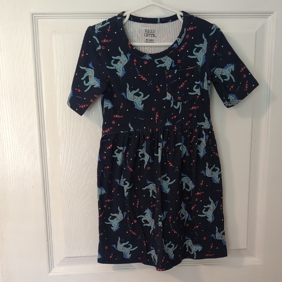 Falls Creek Navy Dress with Dinosaur Print - Picture 1 of 5